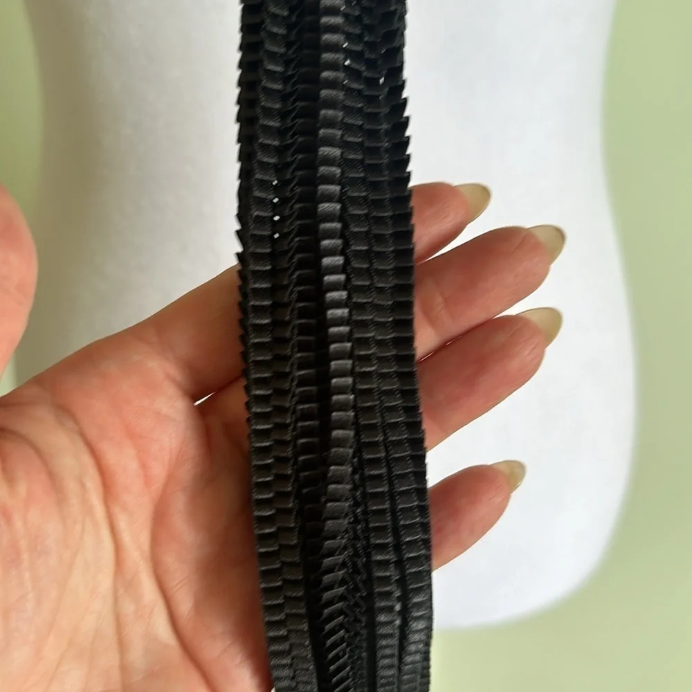 Black Crinkle Material Long Adjustable Necklace